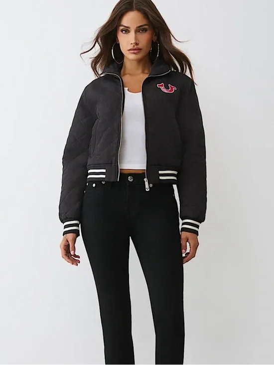 TRUE RELIGION Horseshoe Quilted Black Zip Up Bomber Jacket--NWT--M - Picture 5 of 16